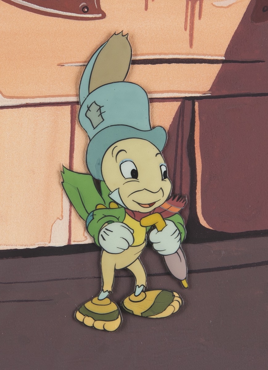 Lot #457 Jiminy Cricket production cel from Pinocchio - Image 1