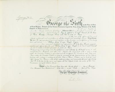 Lot #262 King George VI and Anthony Eden Document Signed - Image 1