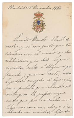 Lot #245 King Alfonso XII Autograph Letter Signed - Image 1