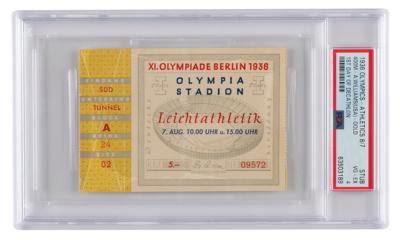 Lot #888 Berlin 1936 Summer Olympics Athletics Ticket Stub - PSA VG-EX 4 - Image 1