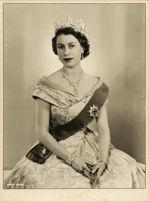 Lot #154 Queen Elizabeth II Oversized Signed