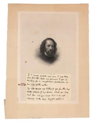 Lot #554 Alfred Lord Tennyson Partial Handwritten Letter - Image 1