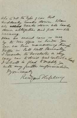 Lot #539 Rudyard Kipling Autograph Letter Signed on Car - Image 3