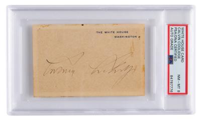 Lot #65 Calvin Coolidge Signed White House Card - PSA NM-MT 8 - Image 1