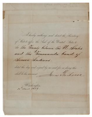 Lot #15 President James Buchanan Approves a Native American Treaty - Image 1
