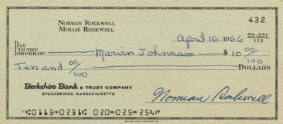 Lot #452 Norman Rockwell Signed Check - Image 1