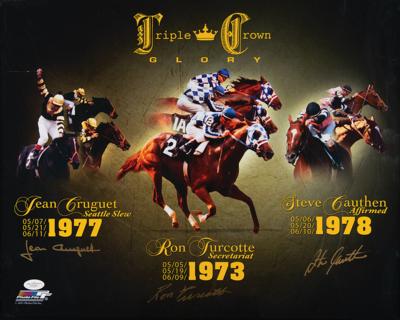 Lot #936 Triple Crown Jockeys Signed Oversized Photograph - Image 1