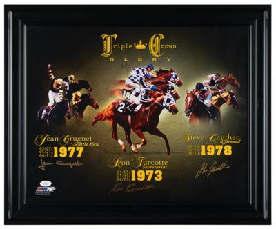 Lot #936 Triple Crown Jockeys Signed Oversized Photograph - Image 2