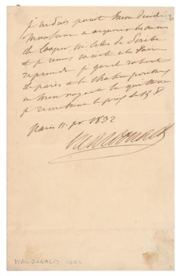 Lot #366 Etienne Macdonald Autograph Letter Signed - Image 1