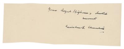 Lot #117 Winston Churchill Signature to Royalty