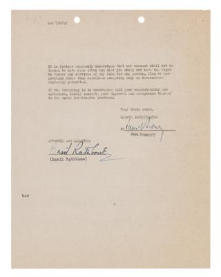 Lot #835 Basil Rathbone Document Signed - Image 1