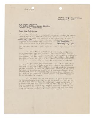 Lot #835 Basil Rathbone Document Signed - Image 3