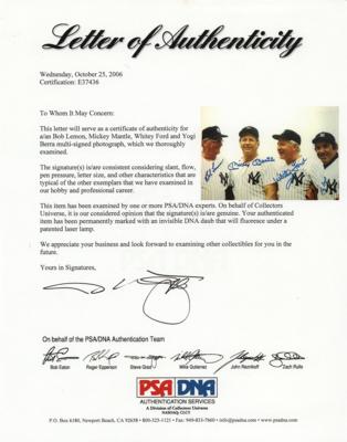 Lot #921 NY Yankees: Mantle, Ford, Berra, and Lemon Signed Photograph - Image 2