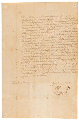 Lot #118 Oliver Cromwell Letter Signed as Lord Protector - Image 1