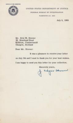 Lot #236 J. Edgar Hoover Typed Letter Signed