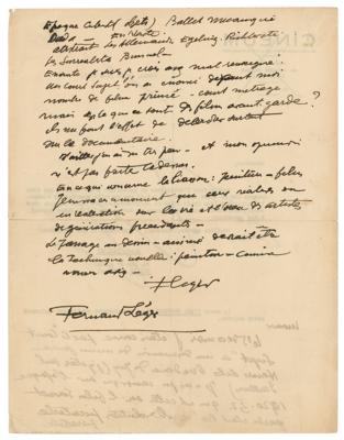 Lot #424 Fernand Léger Autograph Letter Signed - Image 1