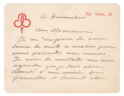 Lot #416 Frédéric Auguste Bartholdi Autograph Letter Signed - Image 1