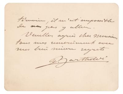 Lot #416 Frédéric Auguste Bartholdi Autograph Letter Signed - Image 2