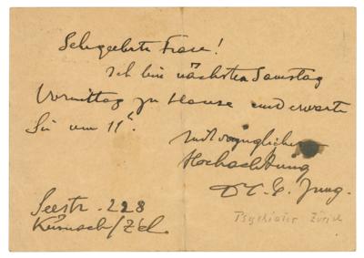 Lot #188 Carl Jung Autograph Letter Signed - Image 1