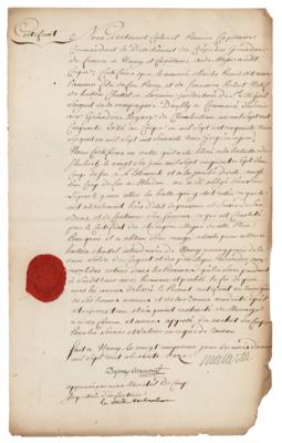 Lot #344 Jean-Baptiste de Rochambeau Document
