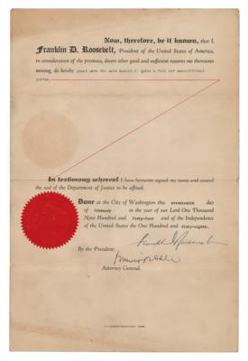 Lot #96 Franklin D. Roosevelt Document Signed as President - Image 1