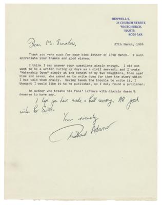 Lot #505 Richard Adams Typed Letter Signed - Image 1