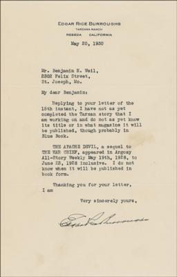Lot #476 Edgar Rice Burroughs Typed Letter Signed - Image 1