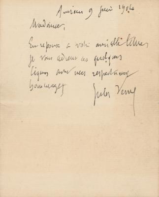 Lot #503 Jules Verne Autograph Letter Signed