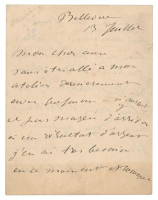 Lot #427 Edouard Manet Autograph Letter Signed - Image 1