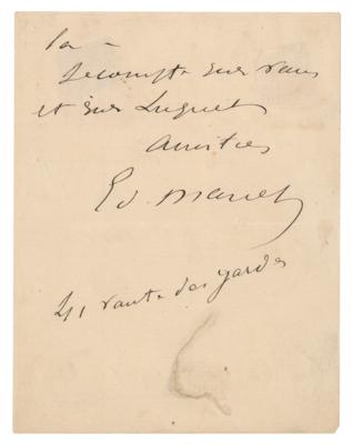 Lot #427 Edouard Manet Autograph Letter Signed - Image 3