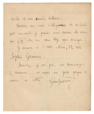 Lot #433 Gino Severini Autograph Letter Signed on Paintings - Image 2