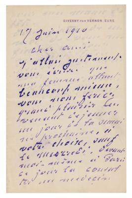 Lot #430 Claude Monet Autograph Letter Signed