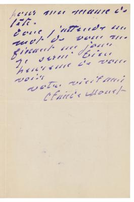 Lot #430 Claude Monet Autograph Letter Signed - Image 2