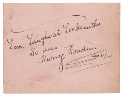 Lot #692 Harry Houdini Signature on Locksmiths