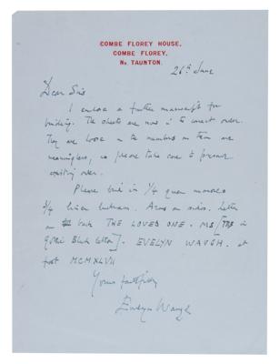 Lot #556 Evelyn Waugh (2) Autograph Letters Signed and Signature - Image 2