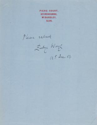 Lot #556 Evelyn Waugh (2) Autograph Letters Signed and Signature - Image 3