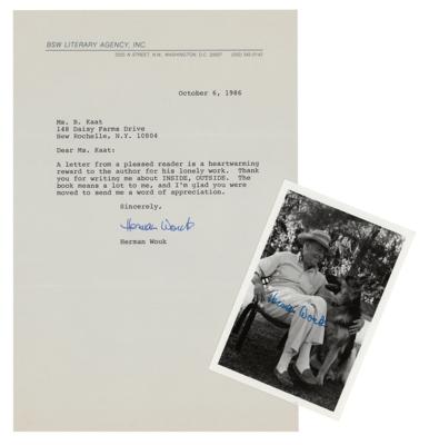 Lot #560 Herman Wouk Signed Photograph and Typed Letter Signed - Image 1