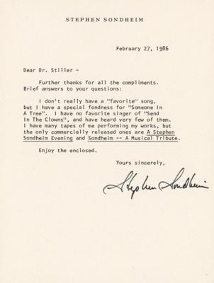 Lot #567 Stephen Sondheim Signed Photograph and Typed Letter Signed - Image 2