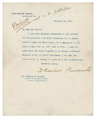 Lot #27 Theodore Roosevelt Typed Letter Signed as