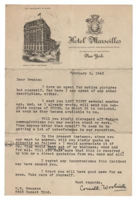 Lot #558 Cornell Woolrich Typed Letter Signed
