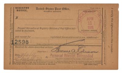 Lot #179 Thomas Edison Document Signed