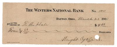 Lot #382 Orville Wright Signed Check