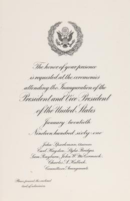 Lot #85 John F. Kennedy Inaugural Program and