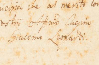 Lot #487 Giacomo Leopardi Autograph Letter Signed on Poems - Image 2