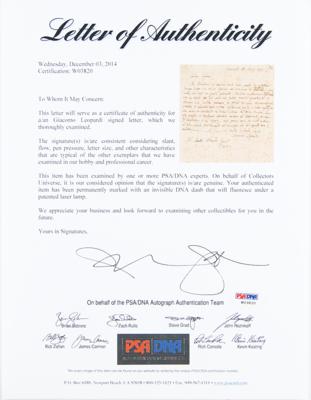 Lot #487 Giacomo Leopardi Autograph Letter Signed on Poems - Image 3