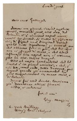 Lot #126 Giuseppe Mazzini Autograph Letter Signed - Image 1