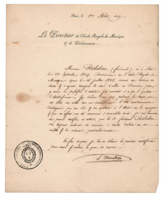 Lot #584 Luigi Cherubini Letter Signed - Image 1