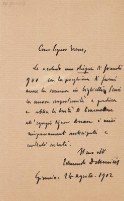 Lot #520 Edmondo De Amicis Autograph Letter Signed - Image 1