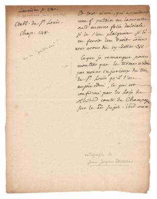 Lot #190 Jean-Jacques Rousseau Handwritten