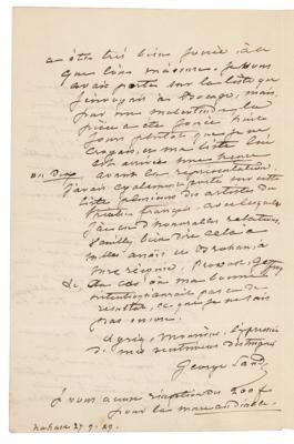 Lot #497 George Sand Autograph Letter Signed on Theater - Image 2